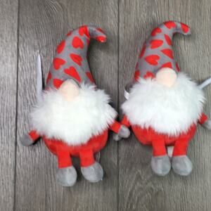 Frankford Valentine Gnome Plush Pair Red Heart Hat Stuffed Holiday Decor